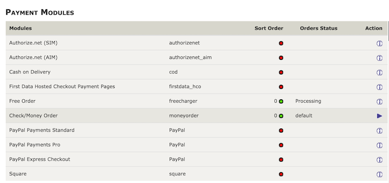 Payment Modules in 2.1.0